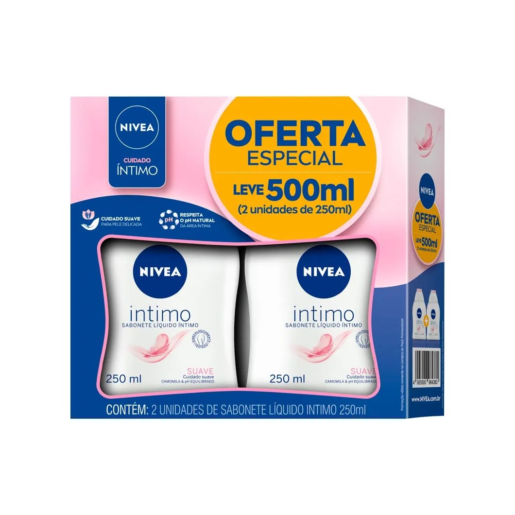 Sabonete Liquido Intimo Nivea Suave Com 2 Unidades 250ml Cada