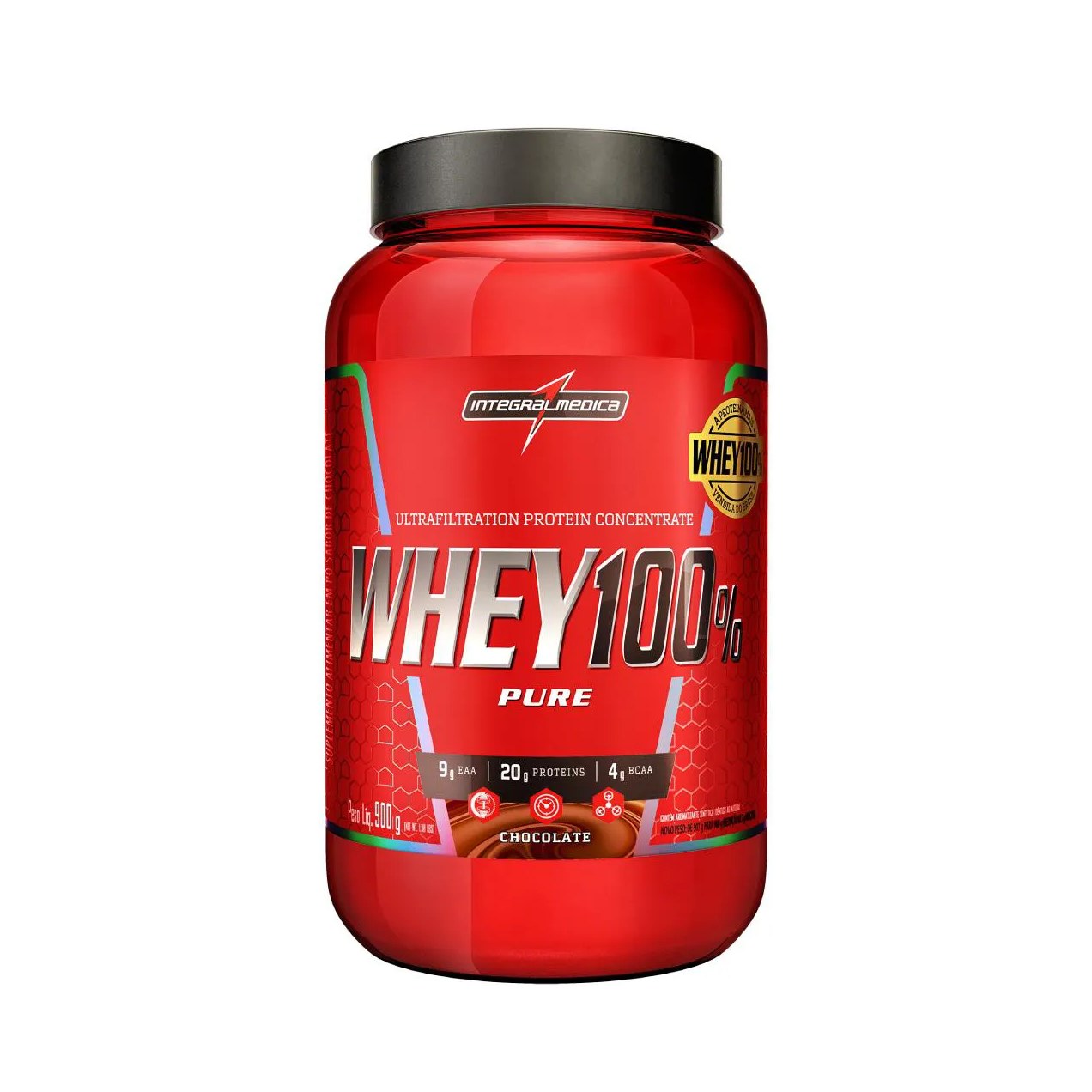 Whey Protein 100% Pure Concentrado Integralmedica Chocolate 900g