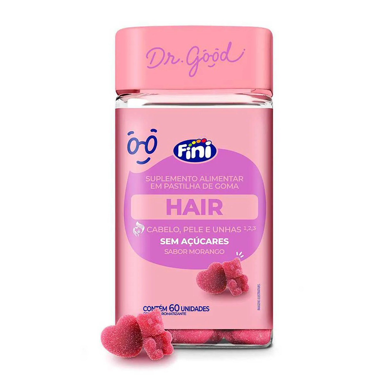 Polivitamínico Dr. Good Hair para Cabelos Morango 60 pastilhas
