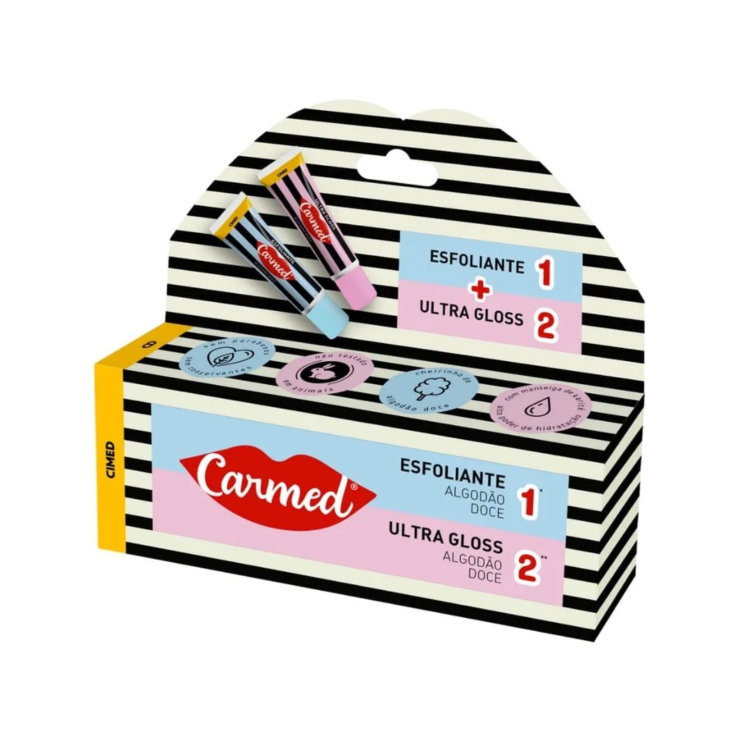 Kit Hidratante Labial Carmed Sos Algodão Doce Esfoliante 10g + Ultra Gloss 10g