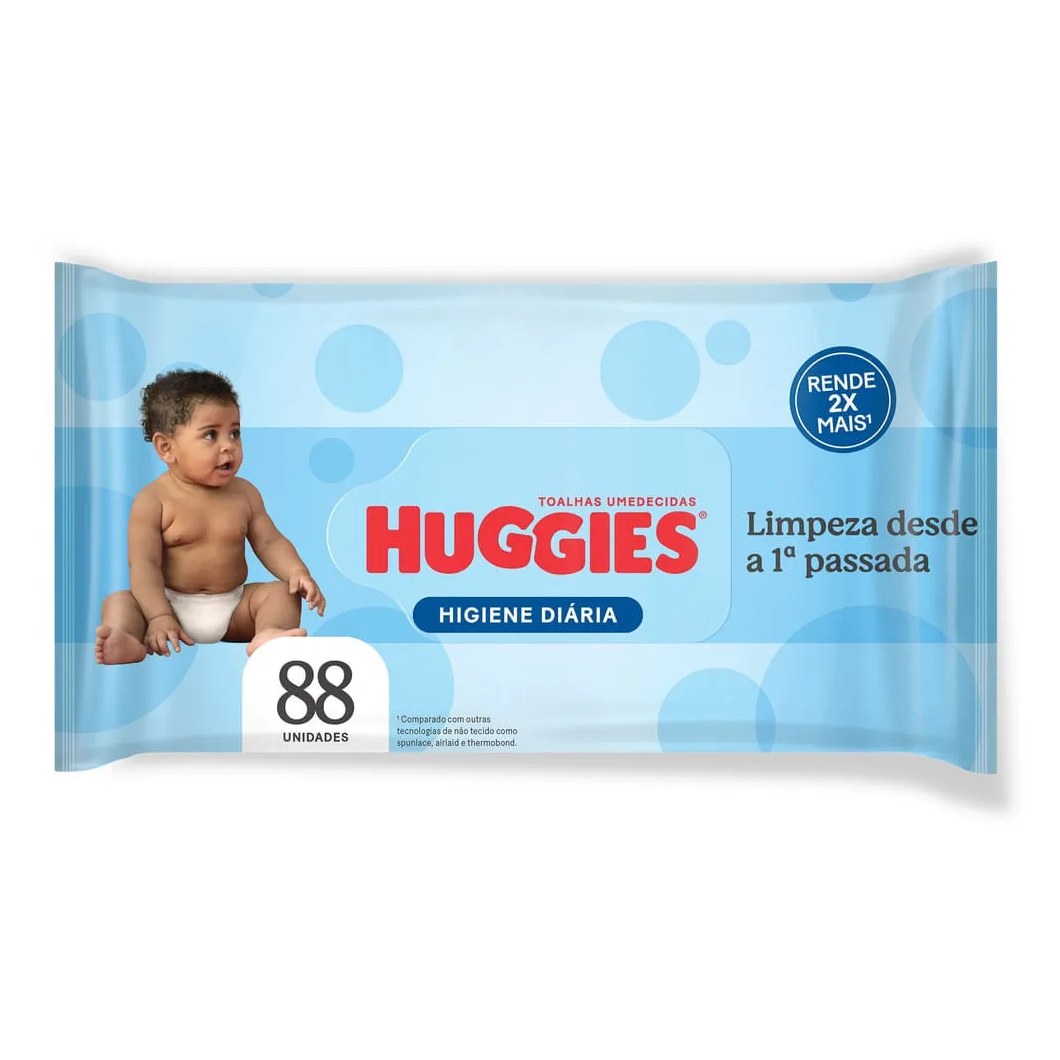 Toalha Umedecida Huggies Higiene Diária 88 Unidades