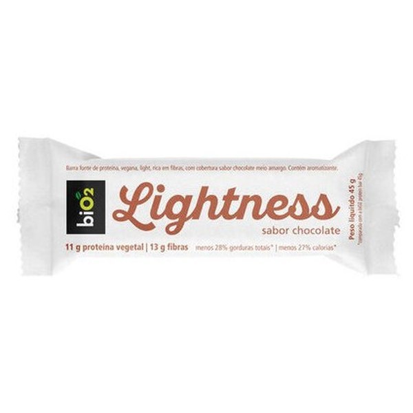 Barra De Proteína Vegana Chocolate Cobertura Chocolate Meio Amargo Light Bio2 Lightness Pacote 45g