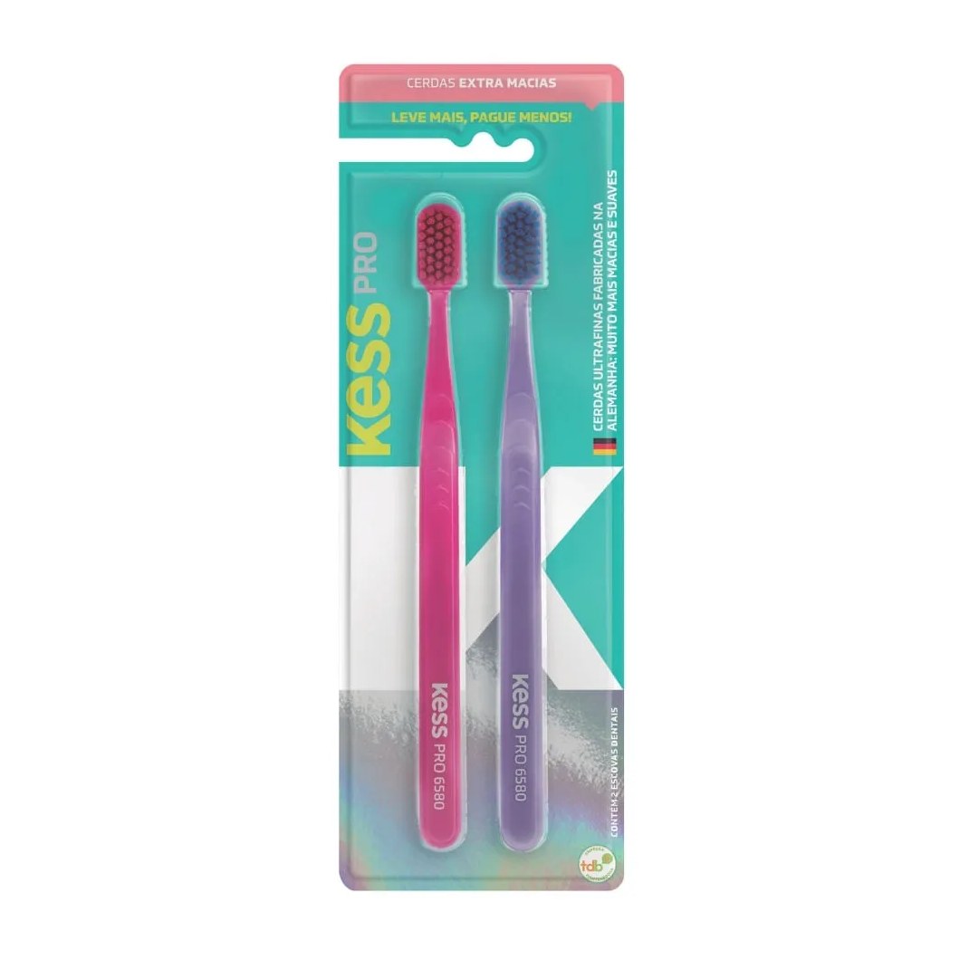 Escova Dental Kess Pro Com 2 Unidades Cerdas Extra Macias