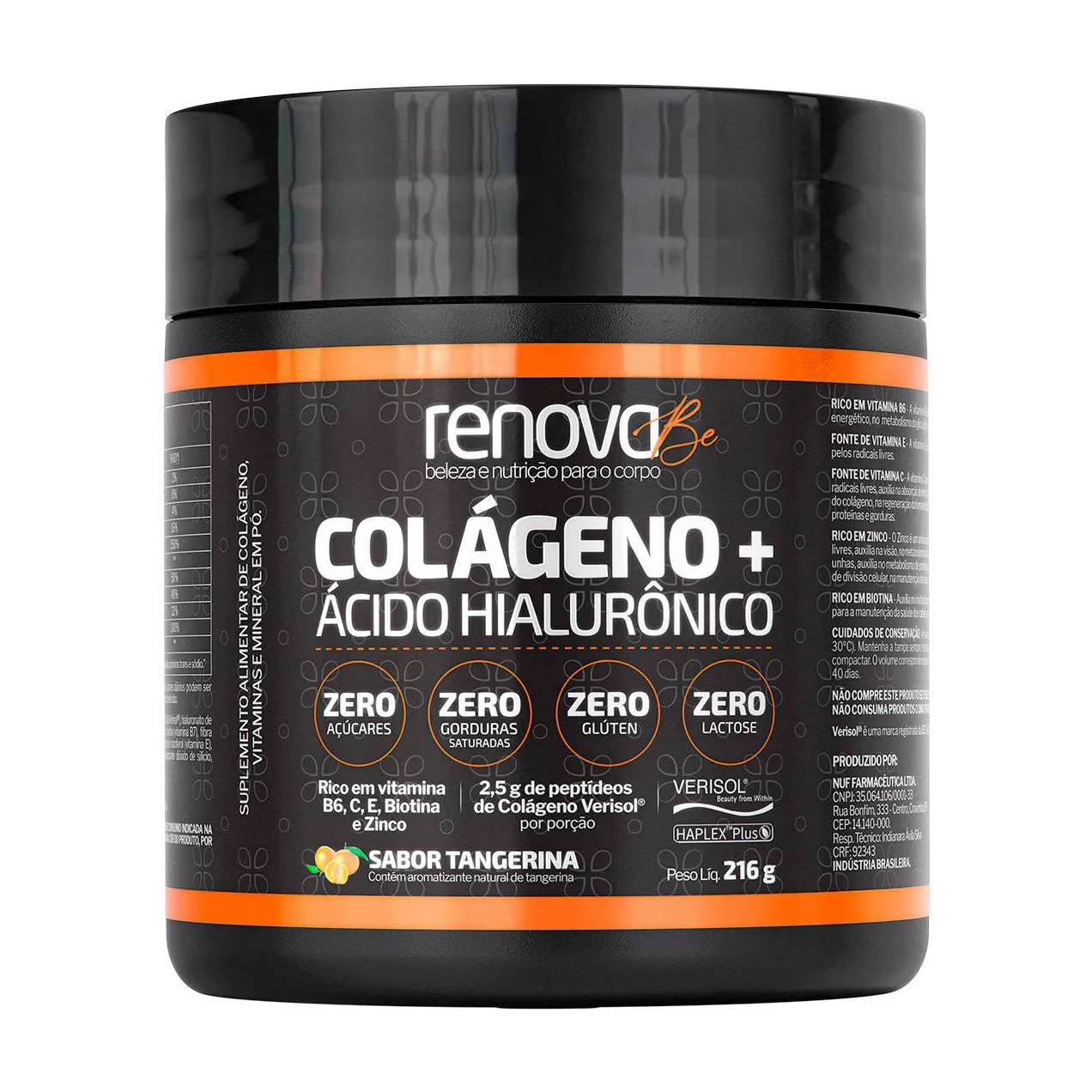 Colágeno + Ácido Hialurônico Renova Be Sabor Tangerina 216g