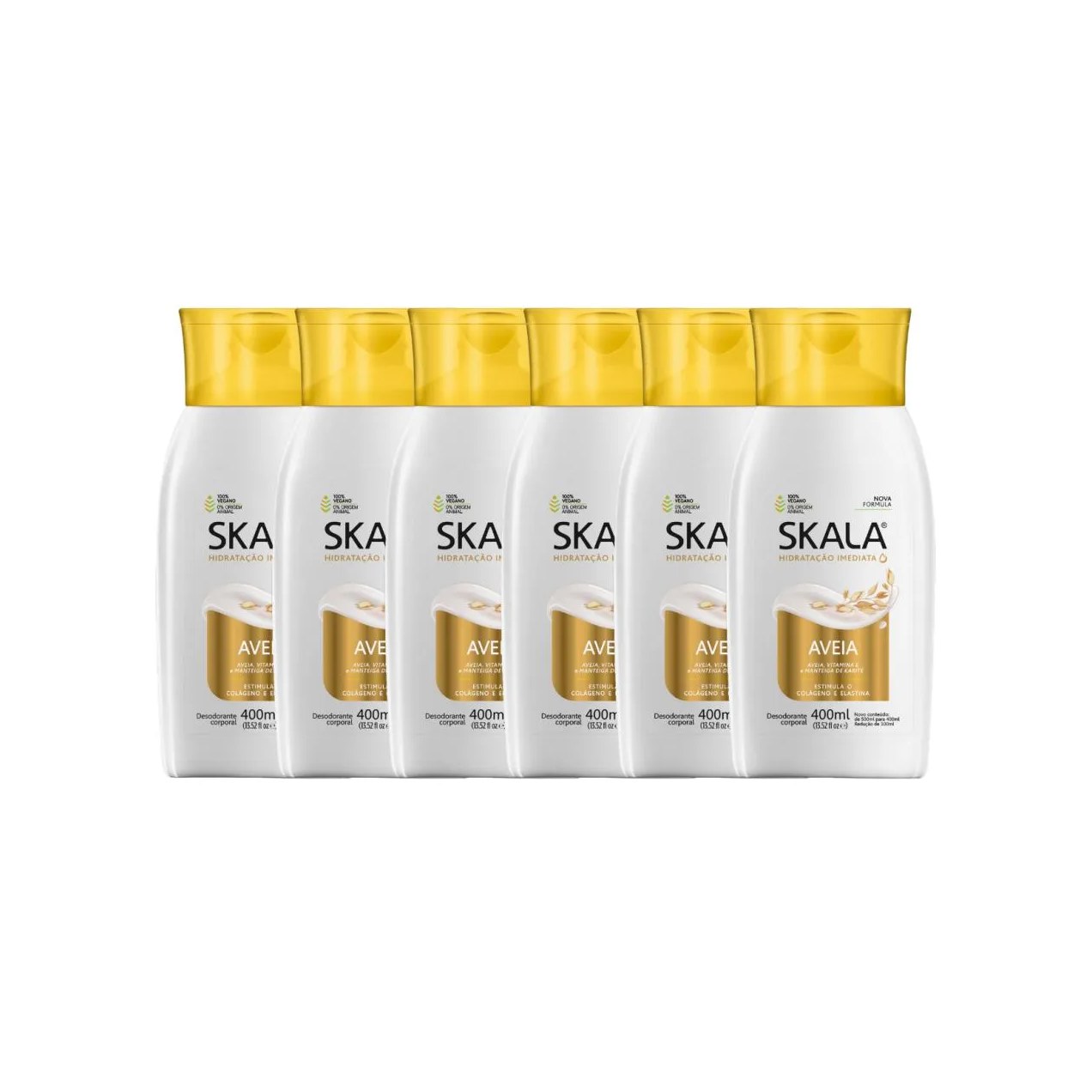 Kit 6 Loção Creme Hidratante Corporal Aveia Vegano Skala