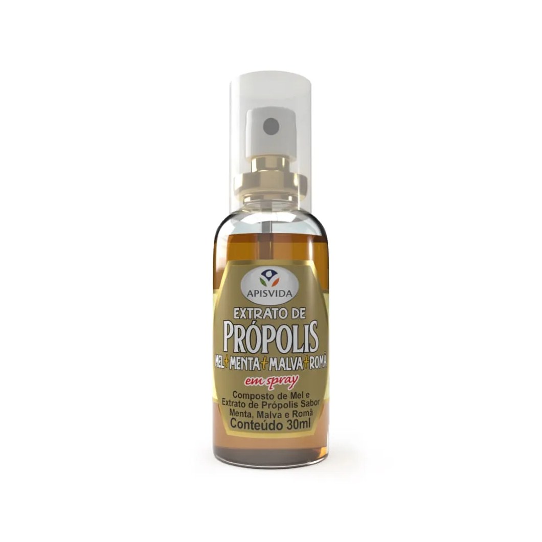 Spray Para Garganta Extrato De Própolis Apis Vida 30ml (Menta E Romã)