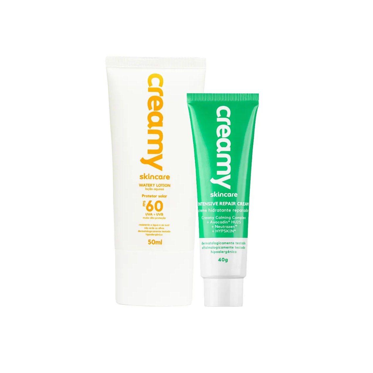 Kit Facial Skincare Creamy Protetor Solar FPS 60 50ml + Creme Hidratante Reparador Intensive Repair 40g