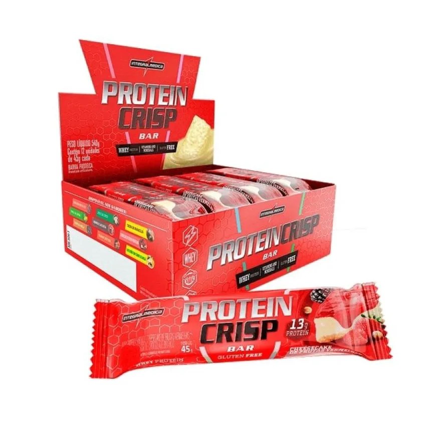 Barra de Proteína Whey Integralmedica Protein Crisp Bar Cheesecake de Frutas Vermelhas 45g 12 unidades