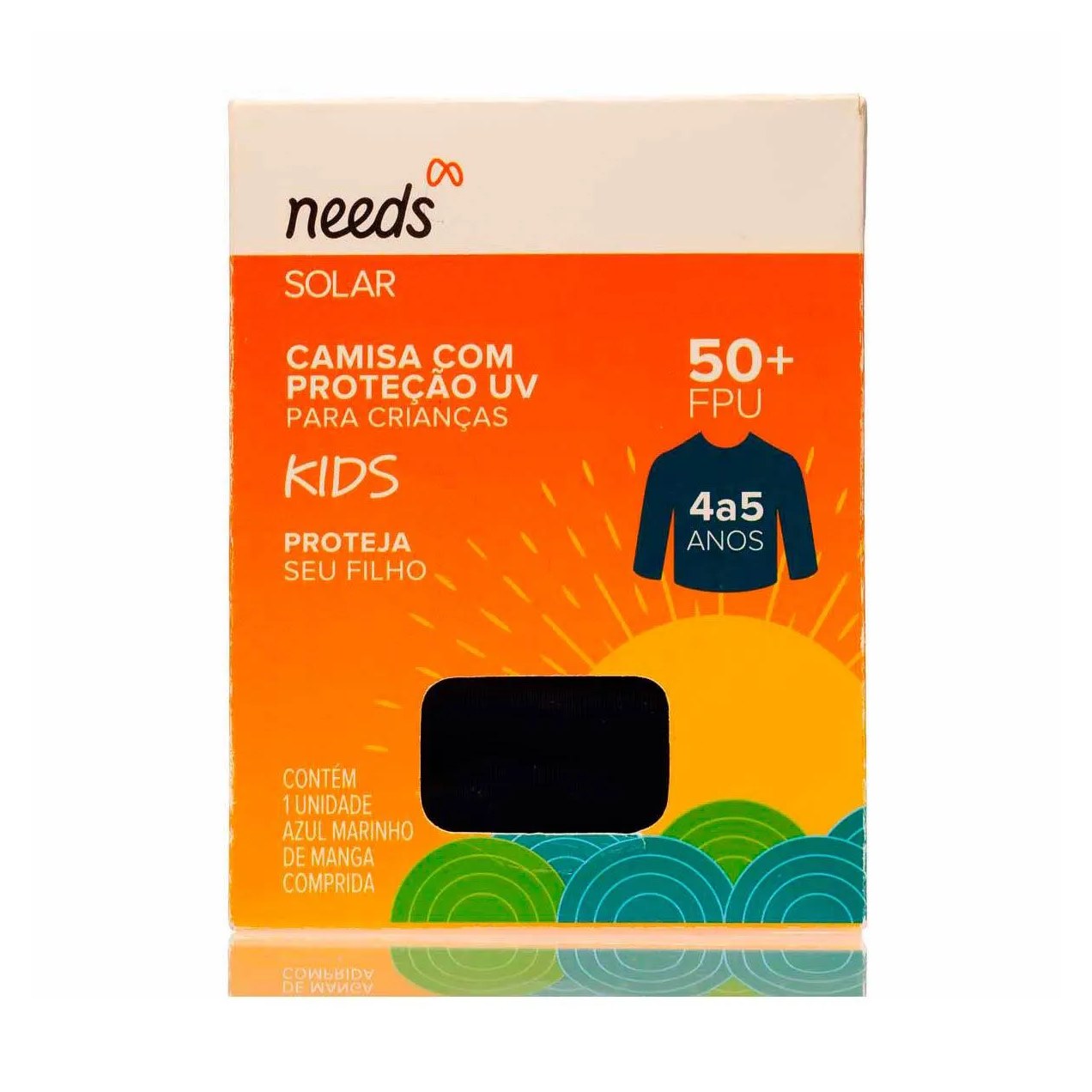 Camisa Infantil Proteção UV FPU 50+ Needs Solar 4 a 5 Anos Azul