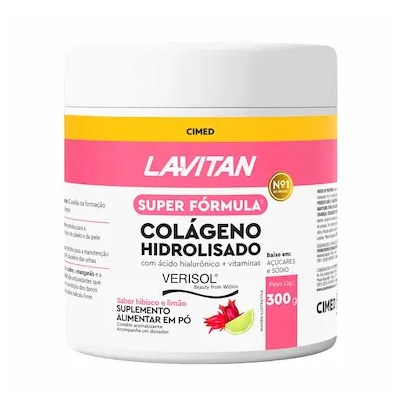 Lavitan Super Fórmula Verisol Colágeno Hidrolisado + Ácido Hialurônico Sabor Hibisco e Limão 300g