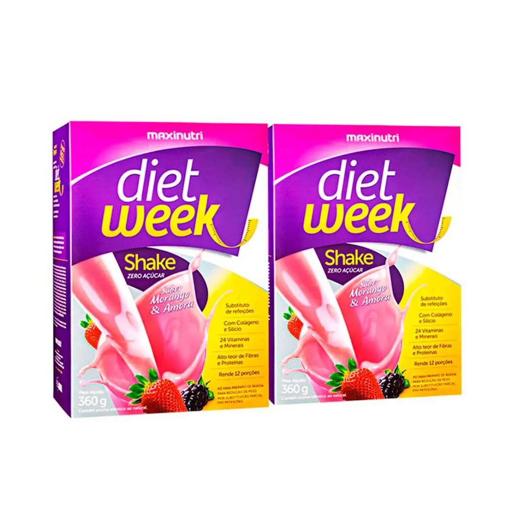 Kit 2 Diet Week Shake Morango e Amora 360g Maxinutri
