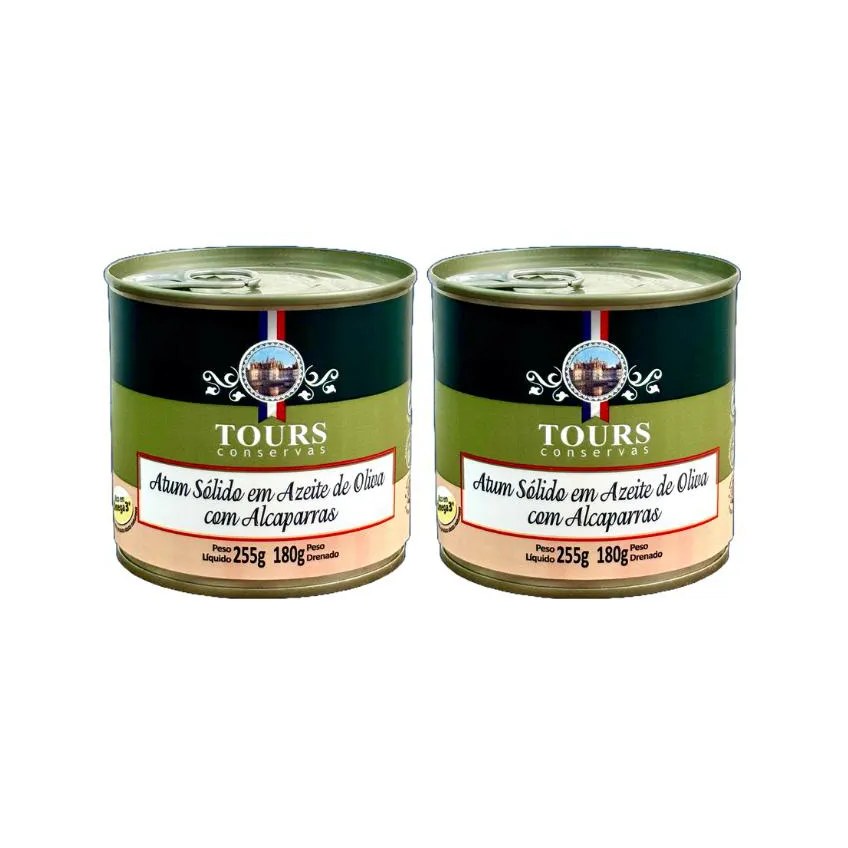 Kit 2x: Atum Sólido com Alcaparras em Azeite Tours 255g