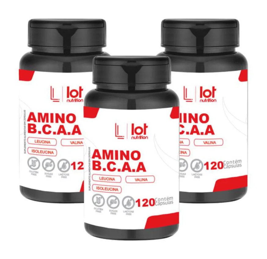 Kit 3un Bcaa 2:1:1 120 cápsulas sem Sabor