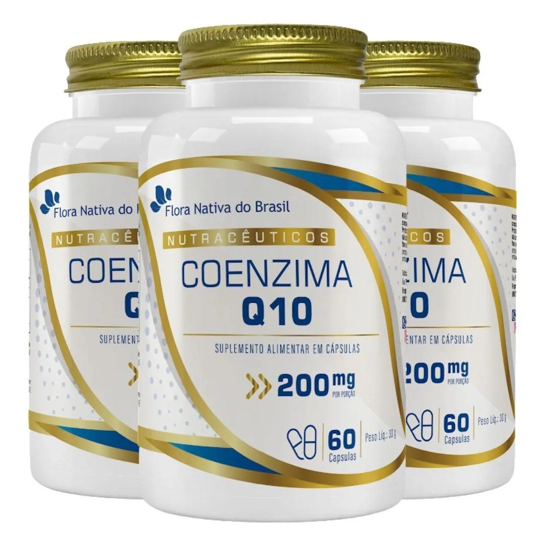 Kit 3x Coenzima Q10 200mg 60 cápsulas – Flora Nativa