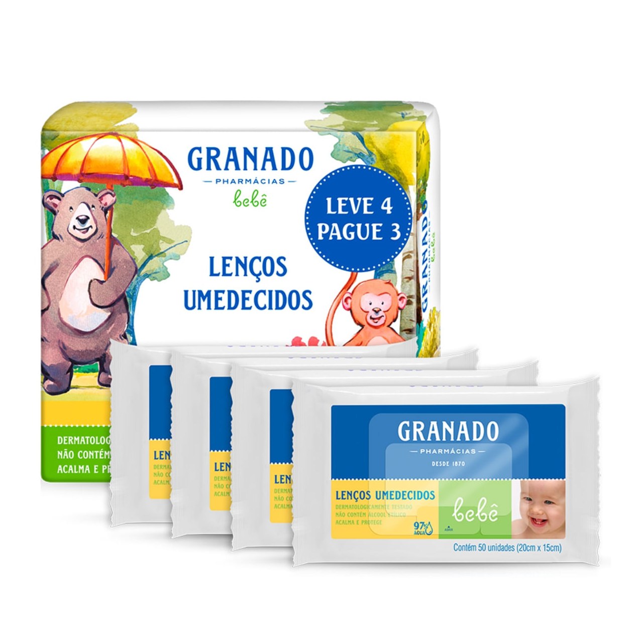 Lenços Umedecidos Granado Bebê Tradicional 200 Unidades Leve 4 Pague 3