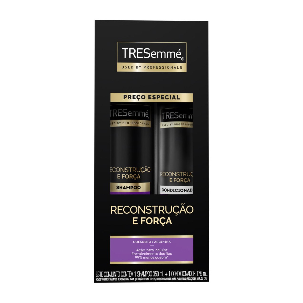 Kit Shampoo TRESemmé Reconstrução e Força 350ml 1 Unidade + Condicionador TRESemmé Reconstrução e Força Colágeno e Arginina 175ml 1 Unidade