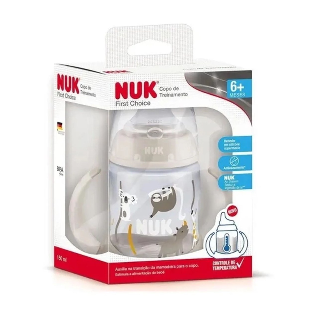 Copo de Treinamento NUK First Choice +6 meses Controle de Temperatura com Alça Neutro 150ml 1 Unidade