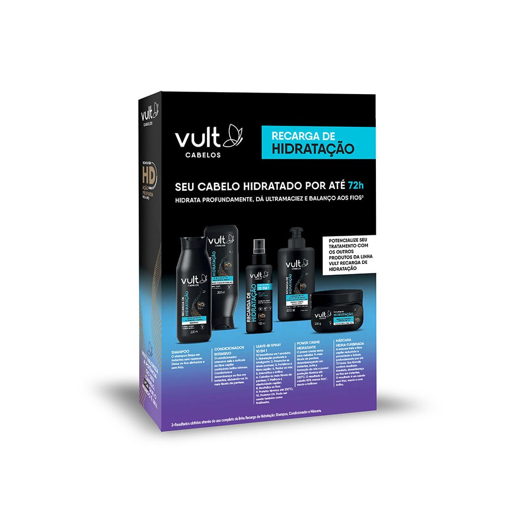 Kit Shampoo Vult Cabelos Recarga de Hidratação200ml 1 Unidade + Condicionador Vult Cabelos Recarga de Hidratação 200ml 1 Unidade