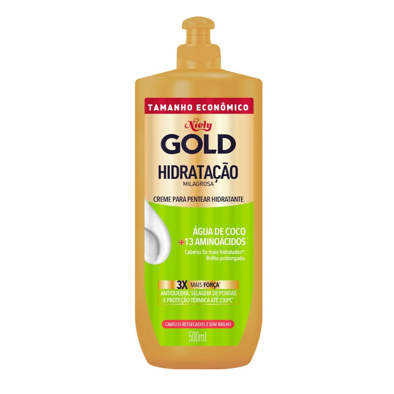 Creme de Pentear Niely Gold Hidratação Milagrosa Água de Coco + 13 Aminoácidos 500ml