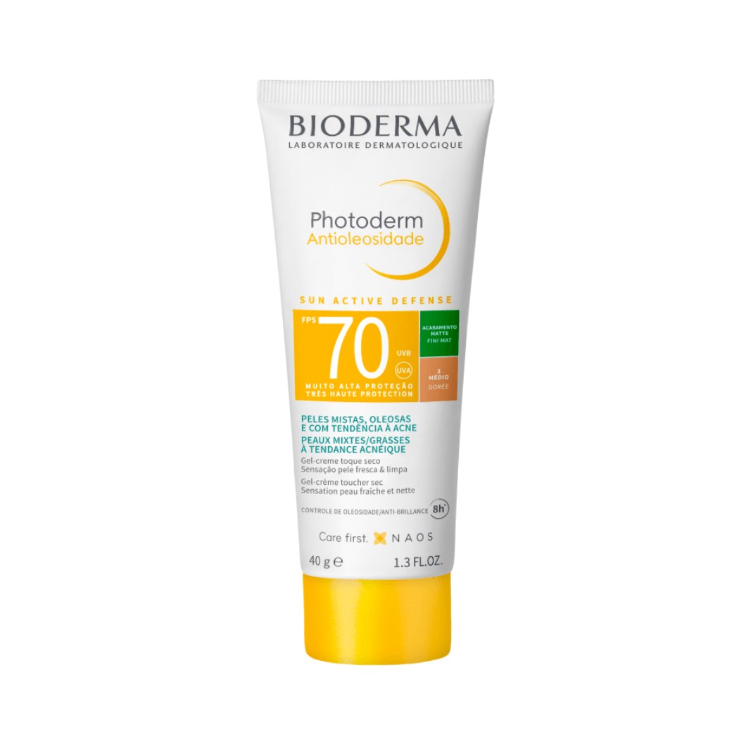 Protetor Solar Facial Bioderma Photoderm Antioleosidade FPS70 Cor 3.0 40g