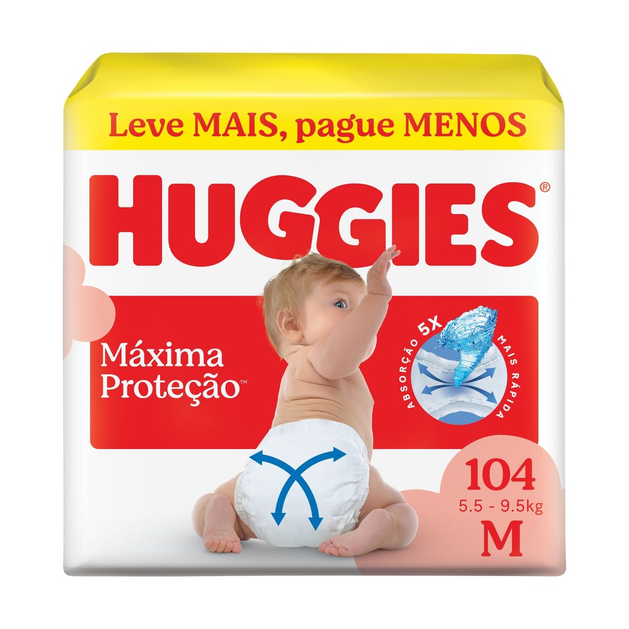 Fralda Descartável Huggies Máxima Proteção M 104 Unidades