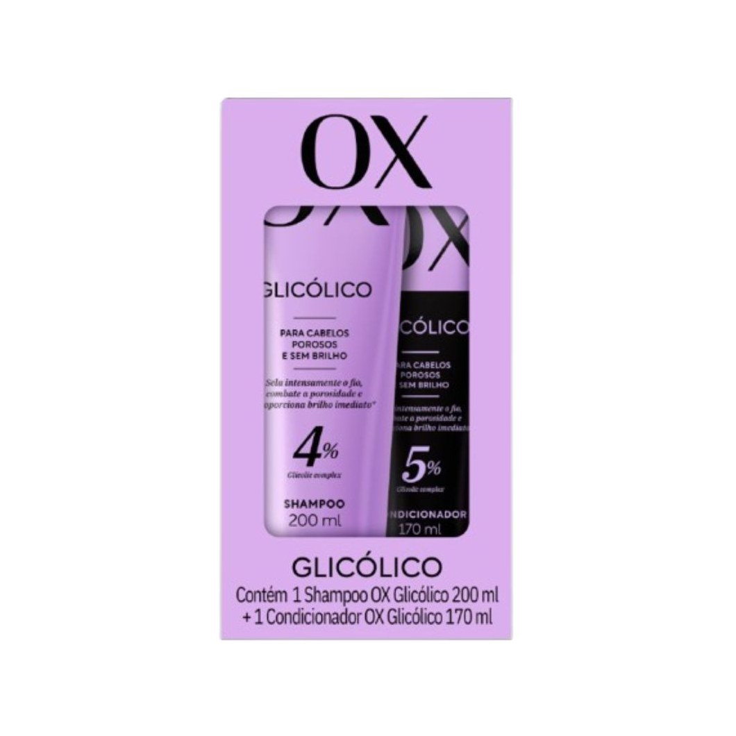 Kit Shampoo OX Glicólico 200ml 1 Unidade + Condicionador OX Glicólico 170ml 1 Unidade