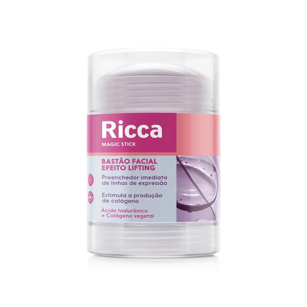 Bastão Facial Ricca Magic Stick Efeito Lifting Ácido Hialurônico e Colágeno Vegetal Stick 30g