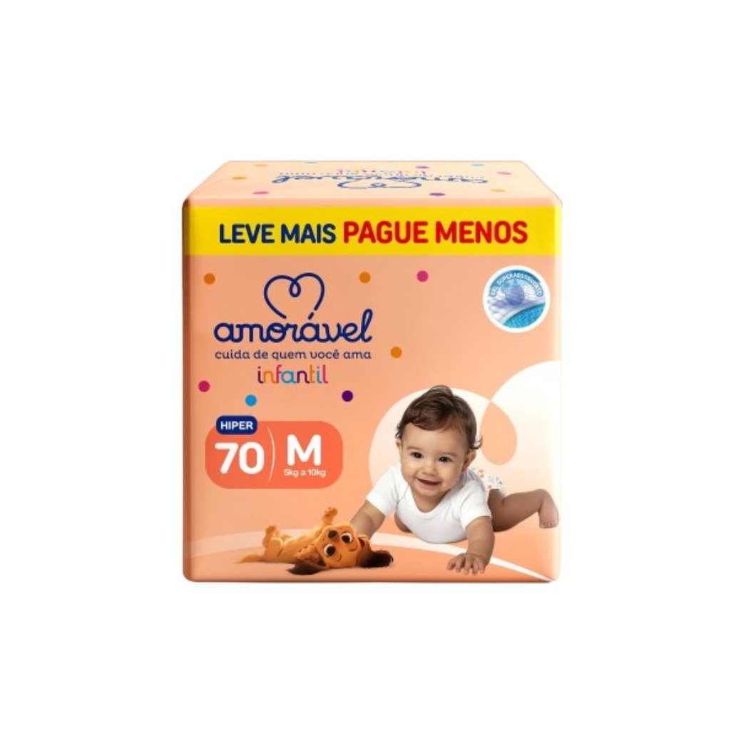 Fralda Amoravel Basic M 70 Unidades