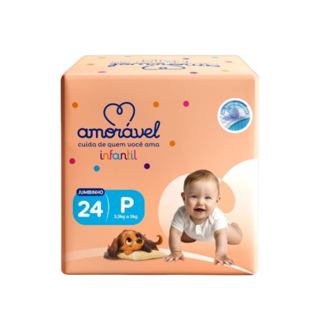 Fralda Amoravel Basic Jumbinho P 24 Unidades
