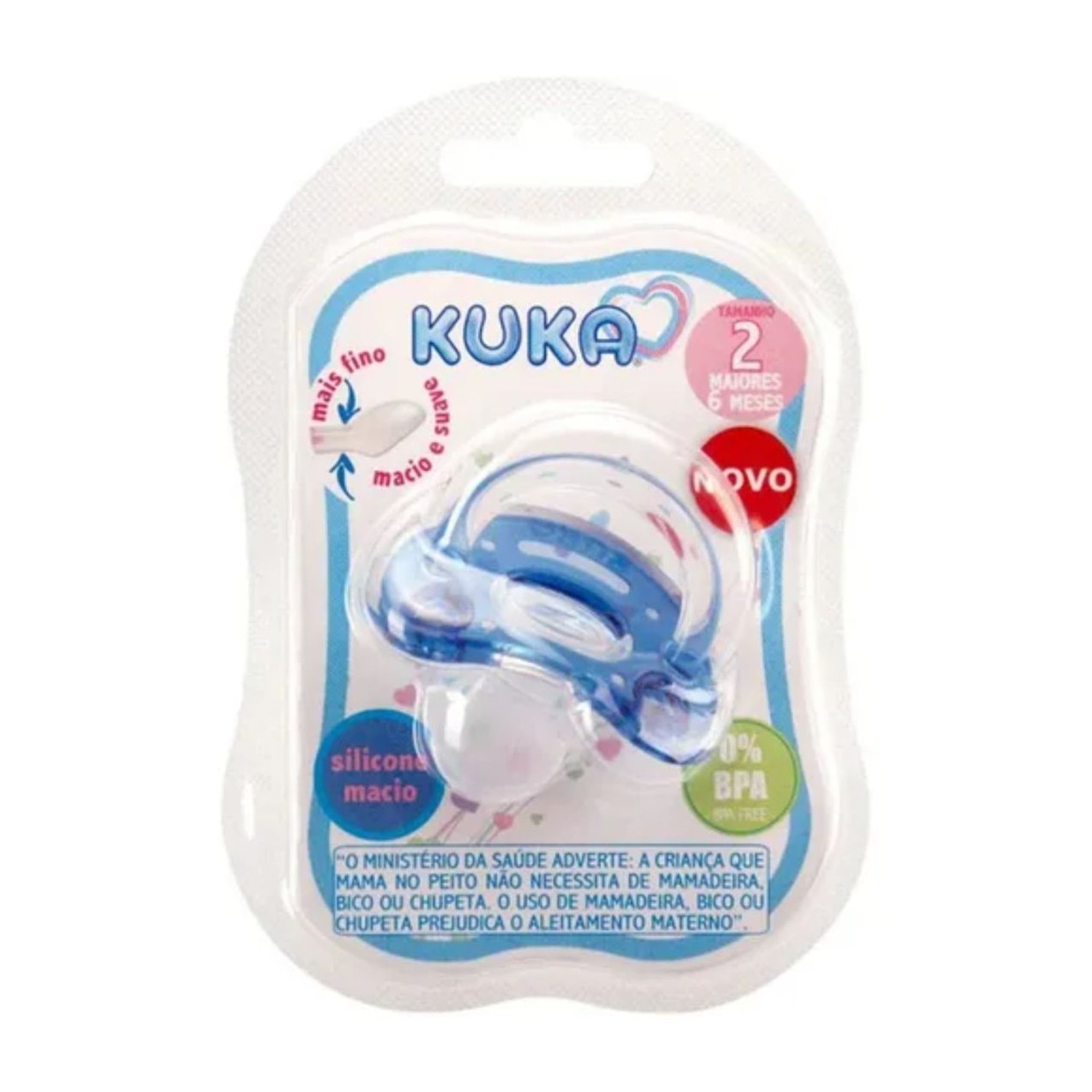 Chupeta Kuka Elegance Plus Ortodôntica +6 meses Silicone Sem BPA Azul Tamanho 2 1 Unidade