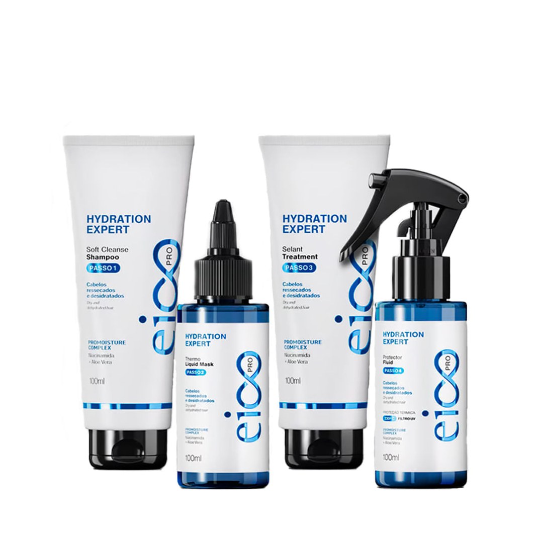 Kit Eico Pro Hydration System - Shampoo 100ml + Cond. 100ml + Mas. Líquida 100ml + Protetor térmico 100ml