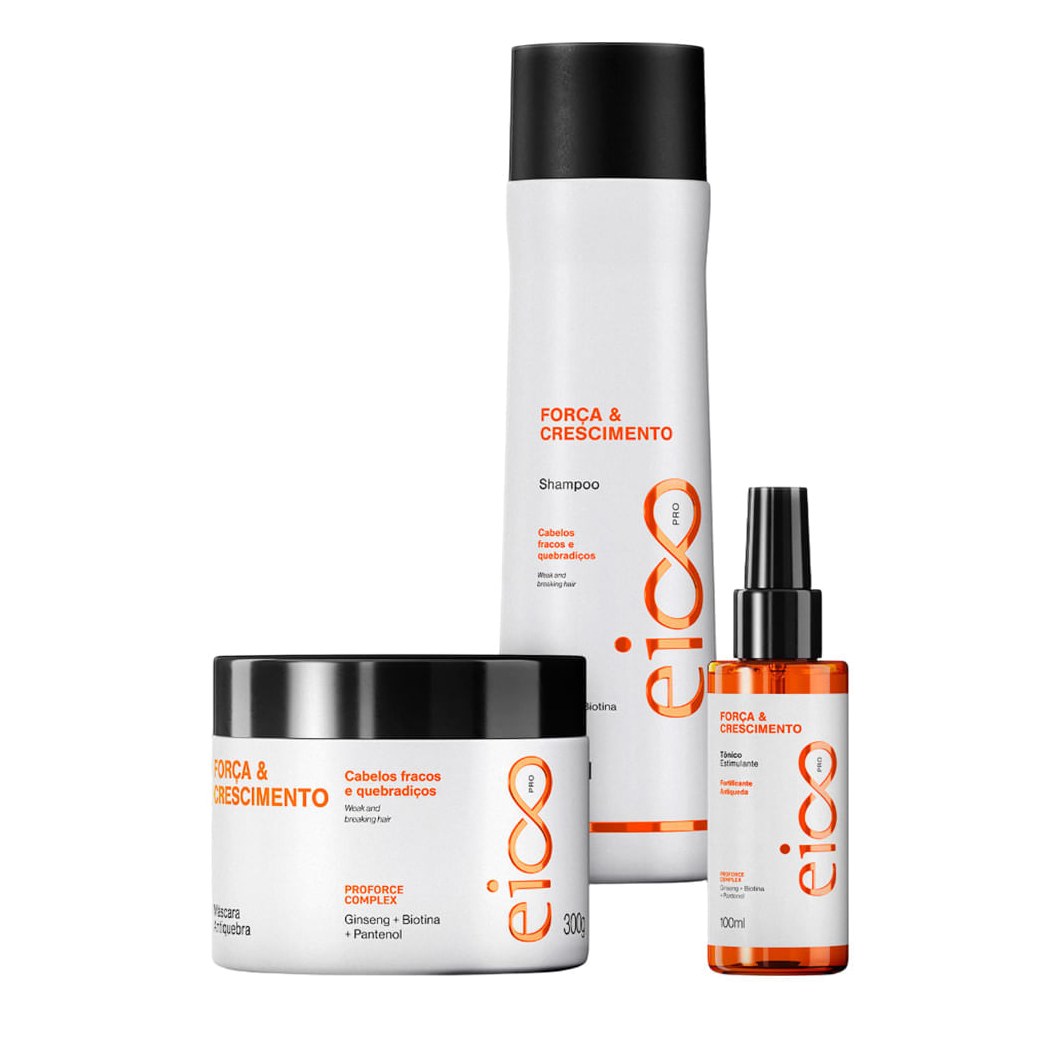 Kit Eico Pro Força e Crescimento - Shampoo 300ml + Máscara 300ml + Tônico 100ml