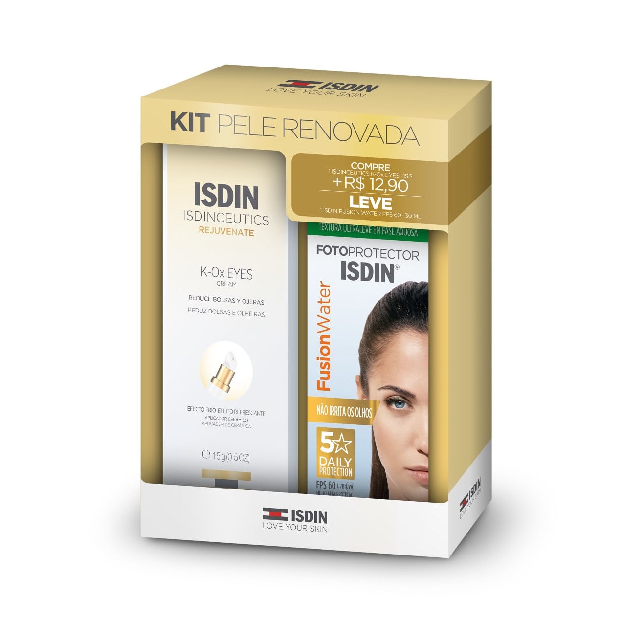 Kit Anti-Idade Isdin Ceutics K-Ox Eyes 15g + Protetor Solar Facial Fusion Water 30ml
