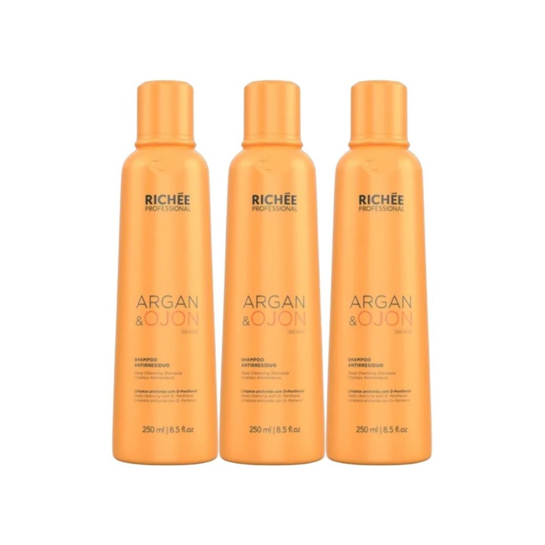 Richée Professional Argan e Ojon - Kit 3 Shampoo 250ml