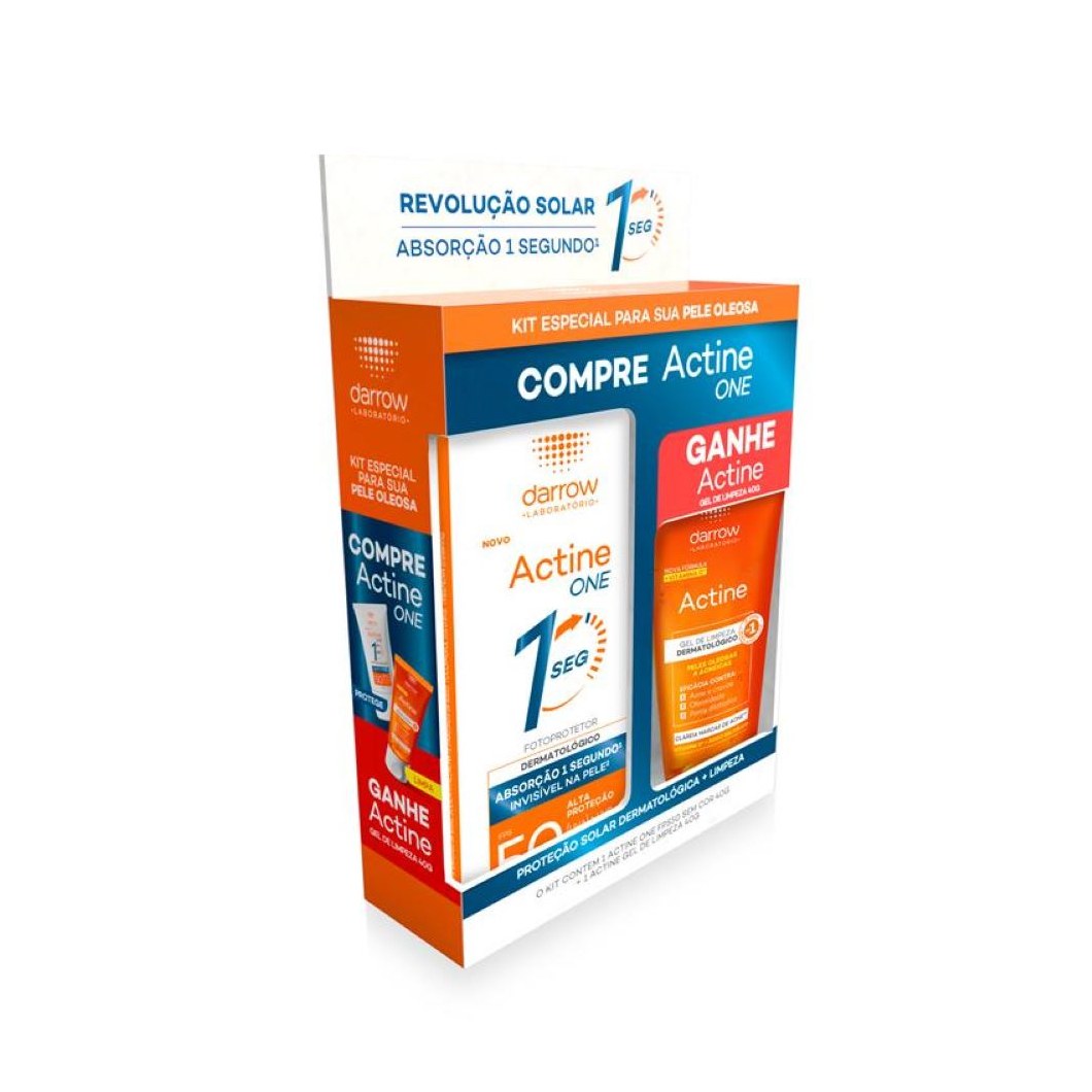 Kit Protetor Solar Fps 50 Darrow Actine One 40g Grátis Gel De Limpeza Dermatológico 40g