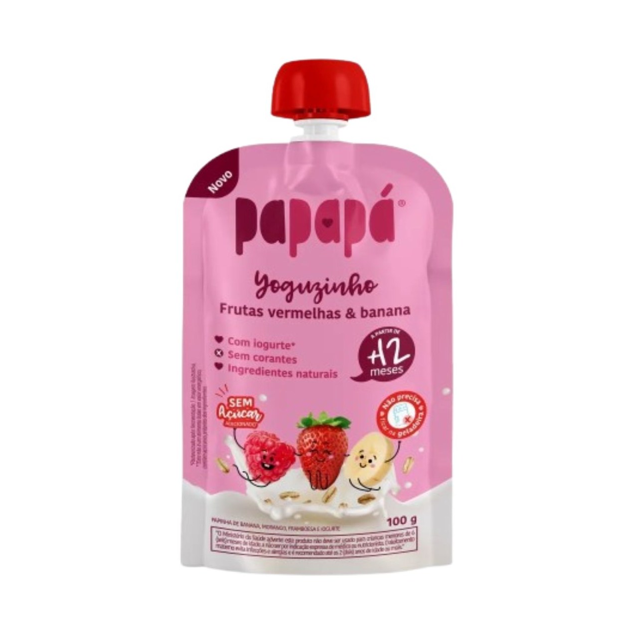 Papinha Papapá Yoguzinho Iogurte De Frutas Vermelhas Sem Adição De Açúcar 100g