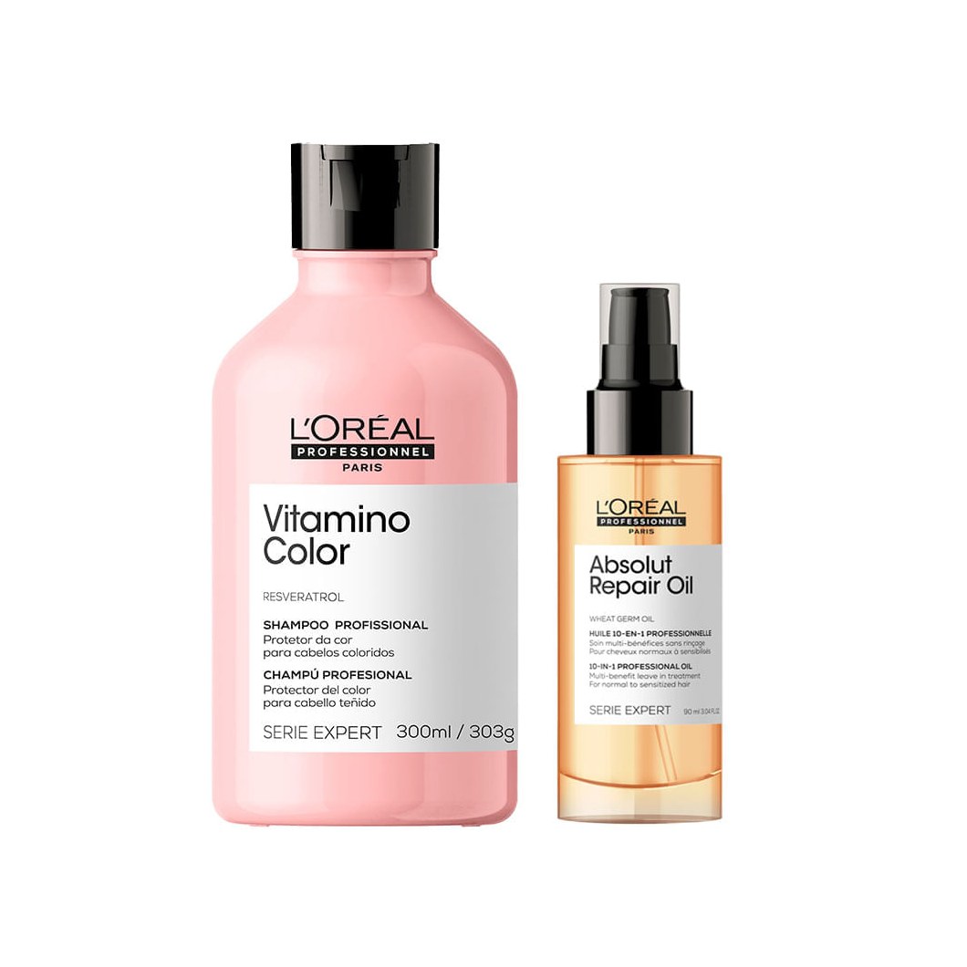 Kit Óleo 90ml + Shampoo 300ml - L'Oréal Professionnel - Serie Expert Absolut Repair Gold Quinoa + Vitamino Color