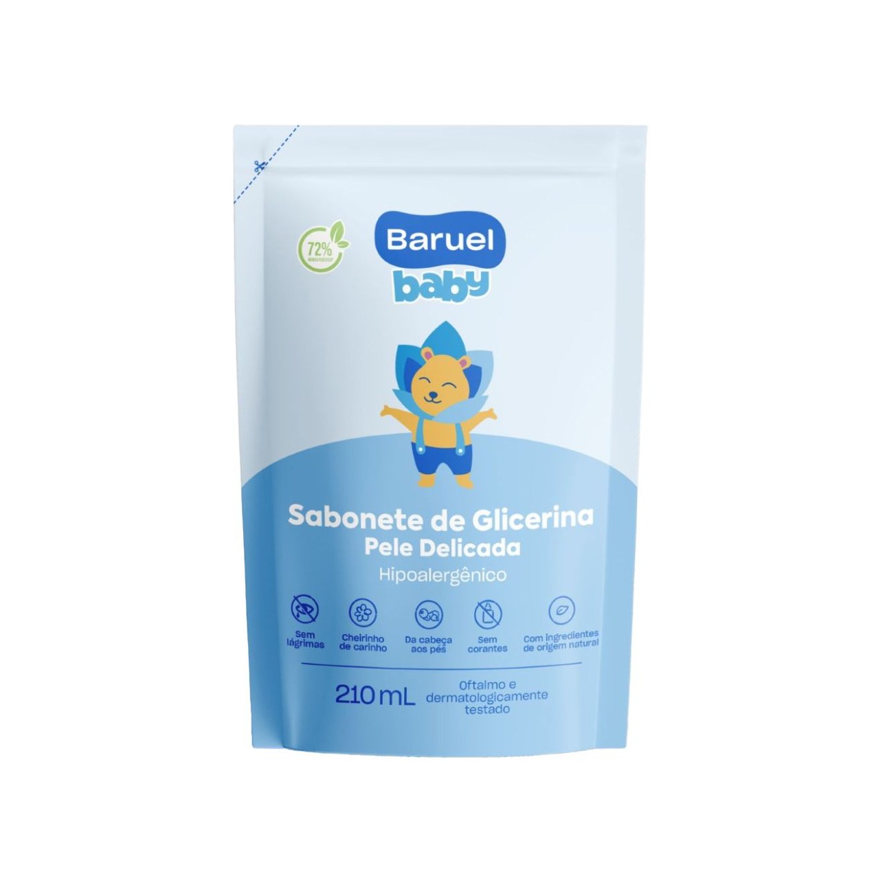 Sabonete Líquido De Glicerina Baruel Baby Pele Delicada Da Cabeça Aos Pés Sachê Refil 210ml
