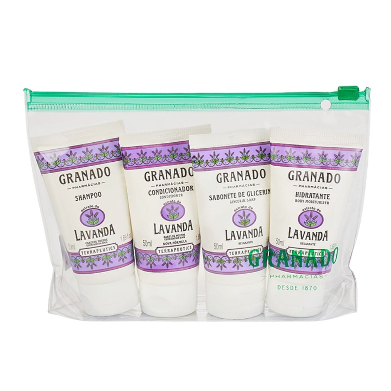 Kit Granado Terrapeutics Necessarie Lavanda 1 Shampoo 50ml + 1 Condicionador 50ml + 1 Sabonete 40ml + 1 Hidratante 50ml