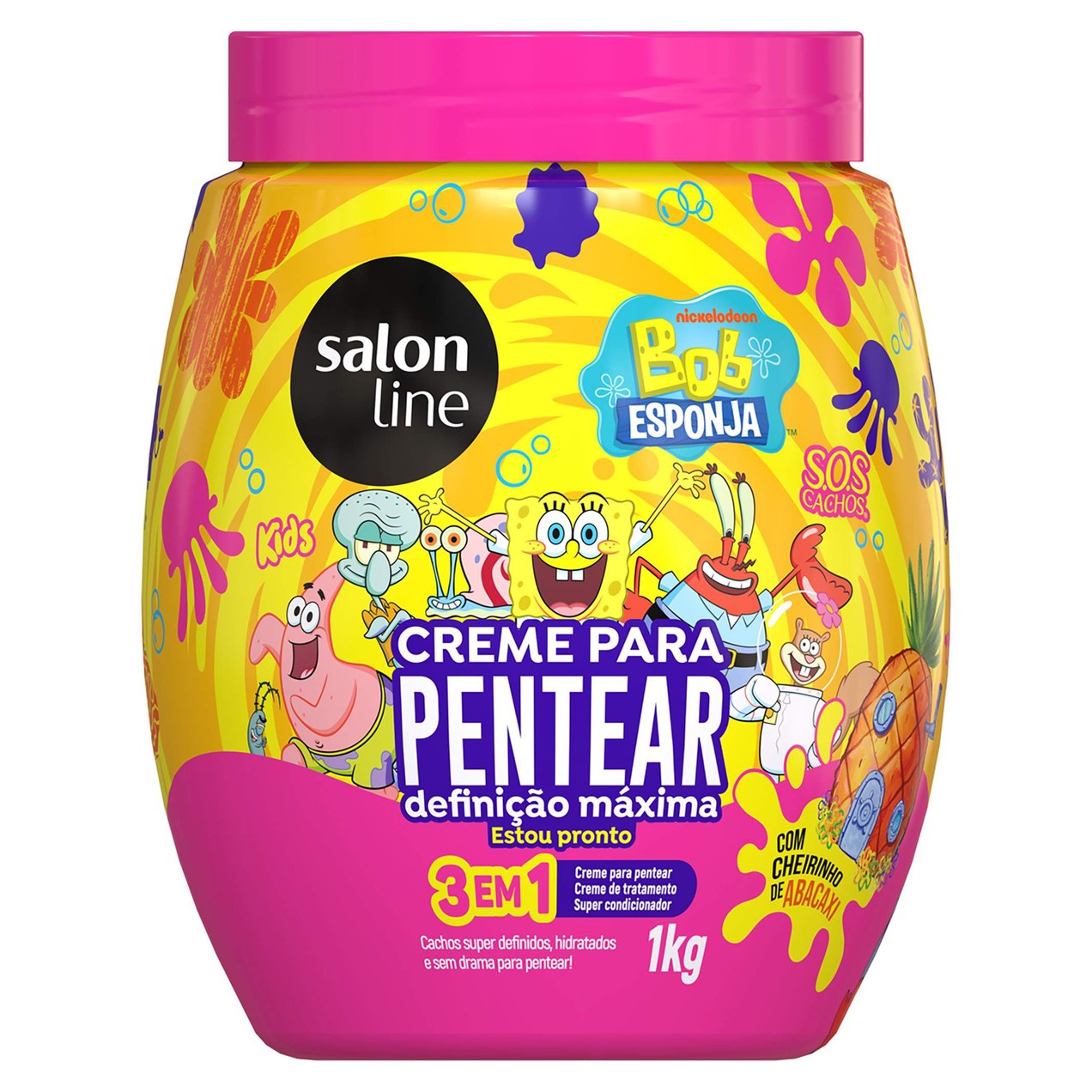 Creme Pentear Solon Line Kids Bob Esponja Definição Máxima 3 Em 1 1kg