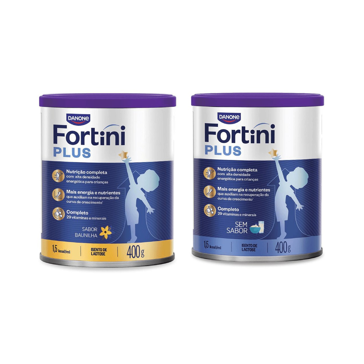 Kit Suplemento Infantil Fortini Plus Sem Sabor 400g + Fortini Plus Sabor Baunilha 400g