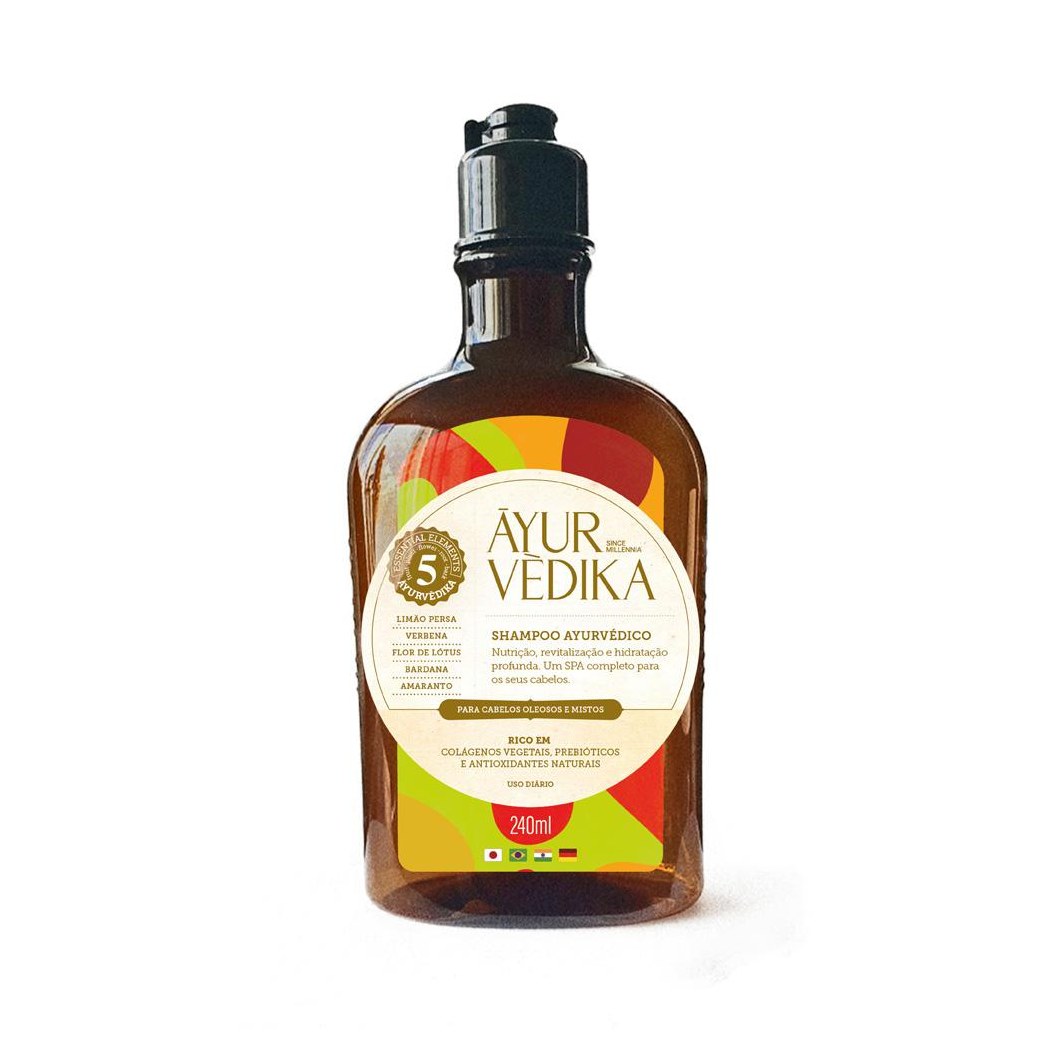 Shampoo Ayurvédico Cabelos Mistos e Oleosos Nutri e Hidrata