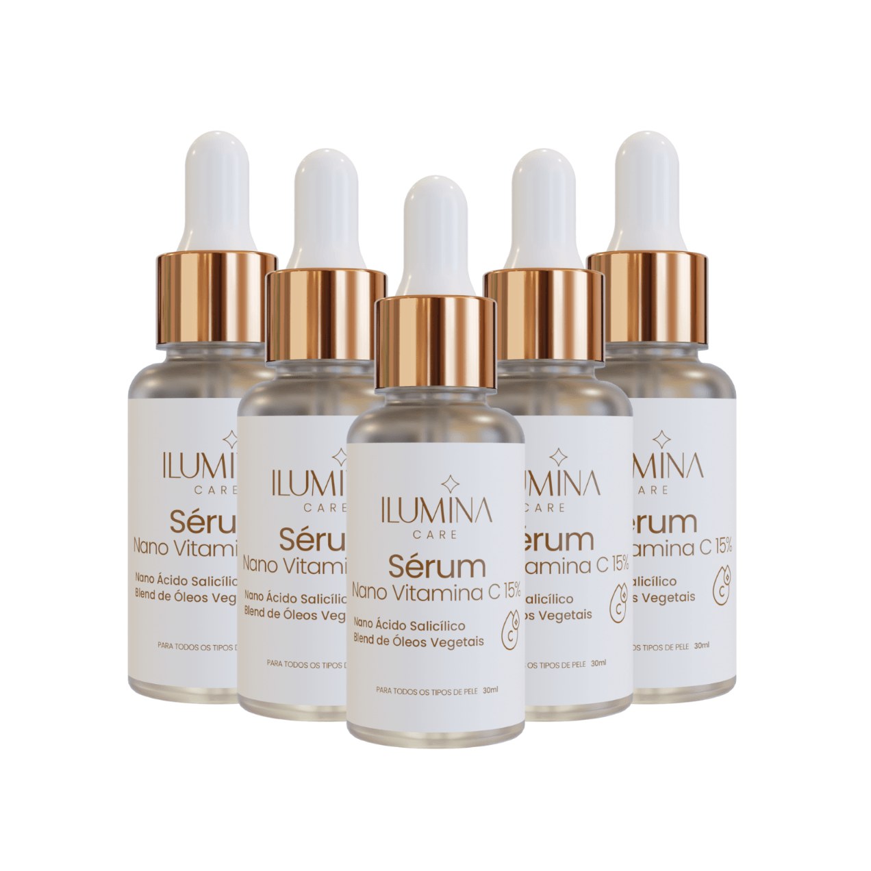 Kit 5 Sérum Vitamina C 15% Clareador Manchas