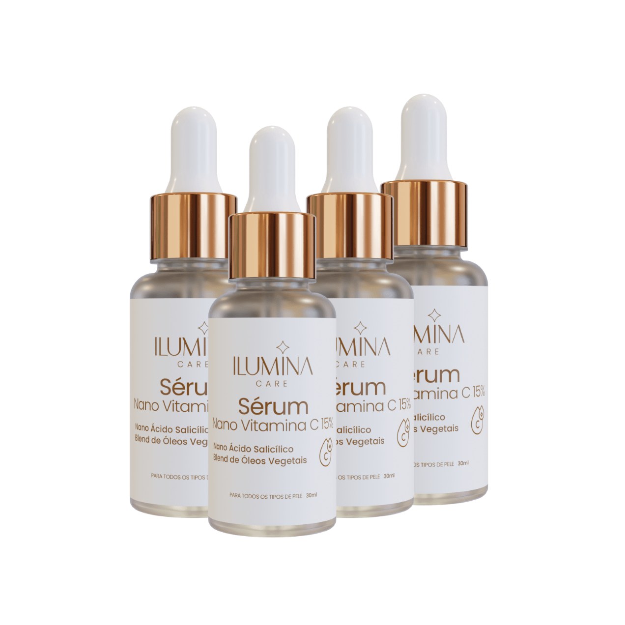 Kit 4 Sérum Vitamina C 15% Clareador Manchas