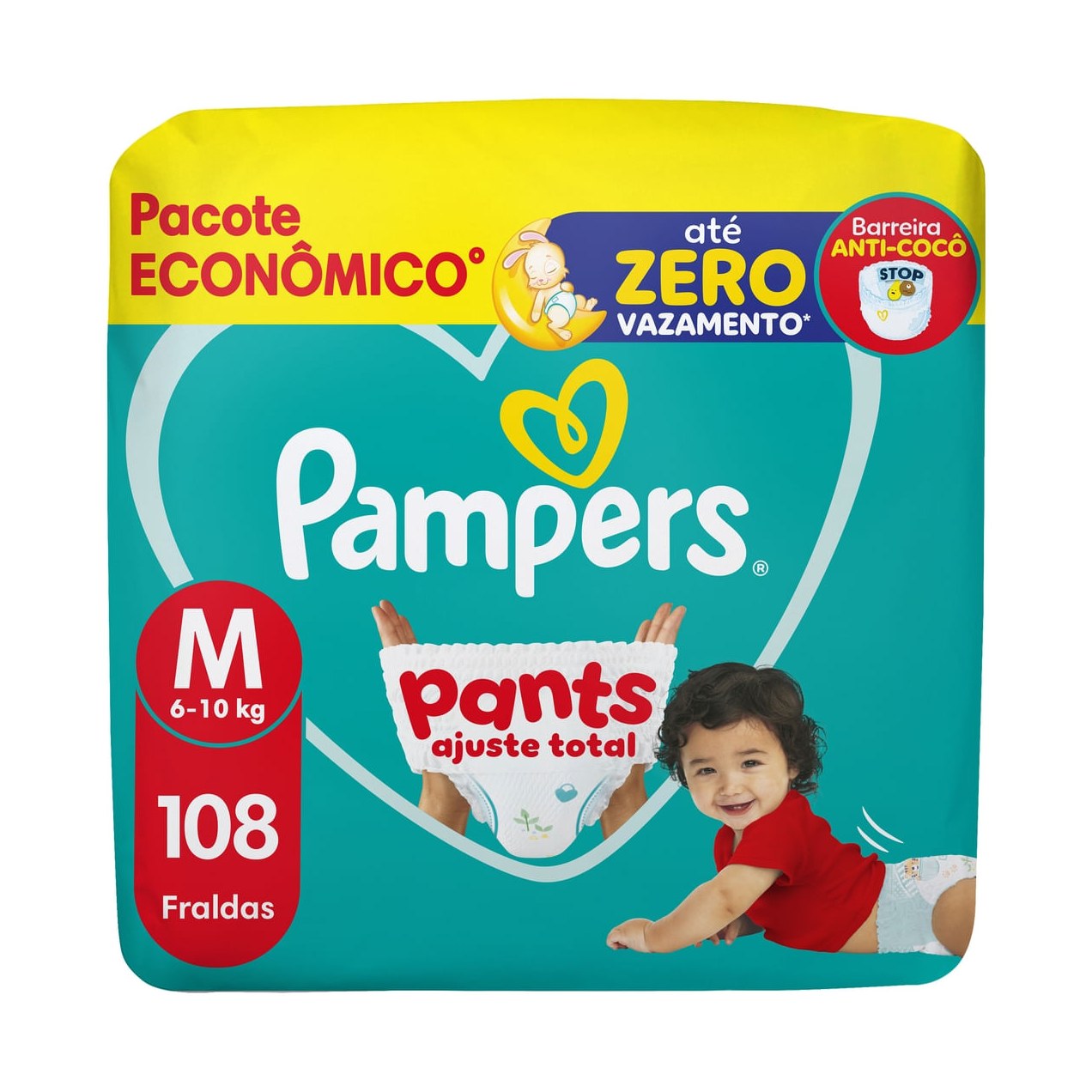 Fralda Pampers Pants Ajuste Total M 108 Unidades