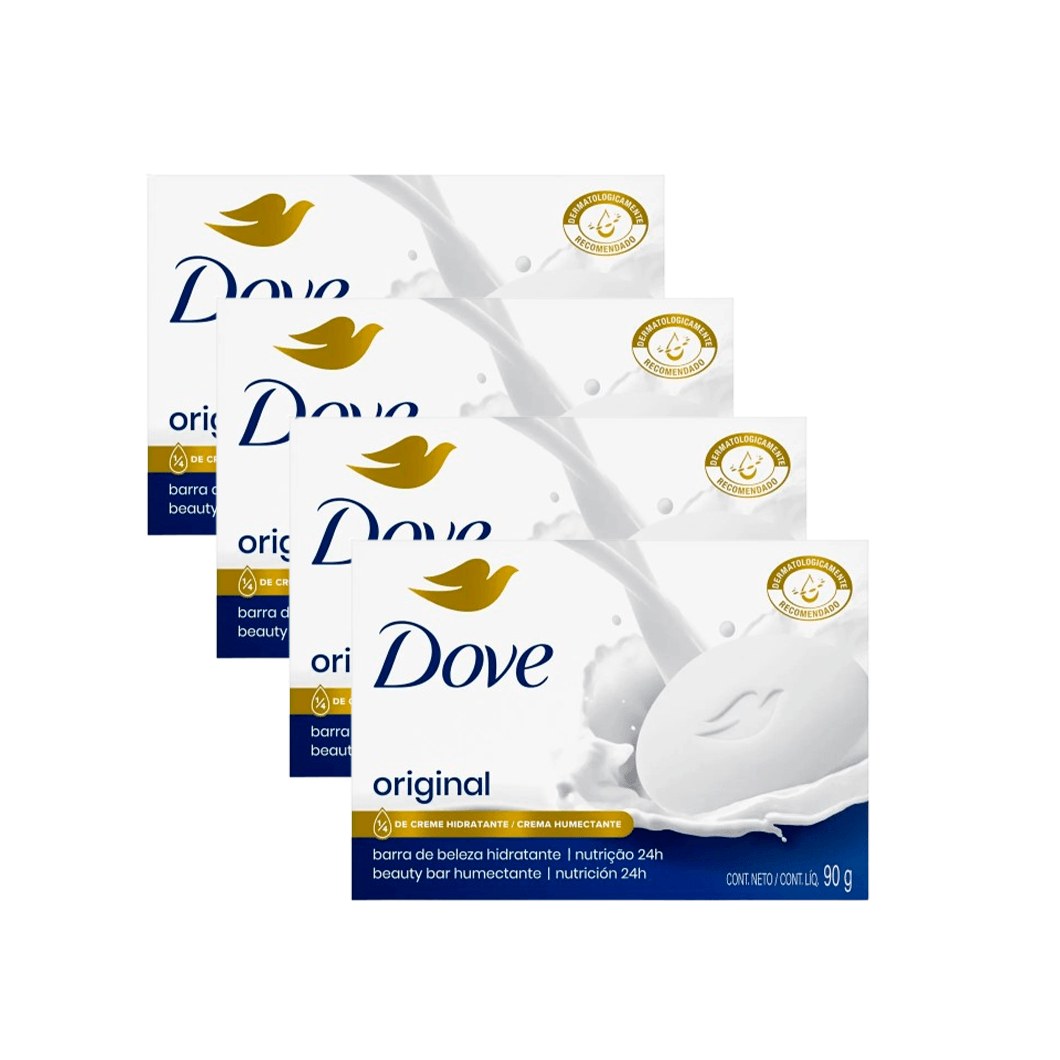 Kit 4 Uni Sabonete em Barra Dove Original Hidratante 90g Cada