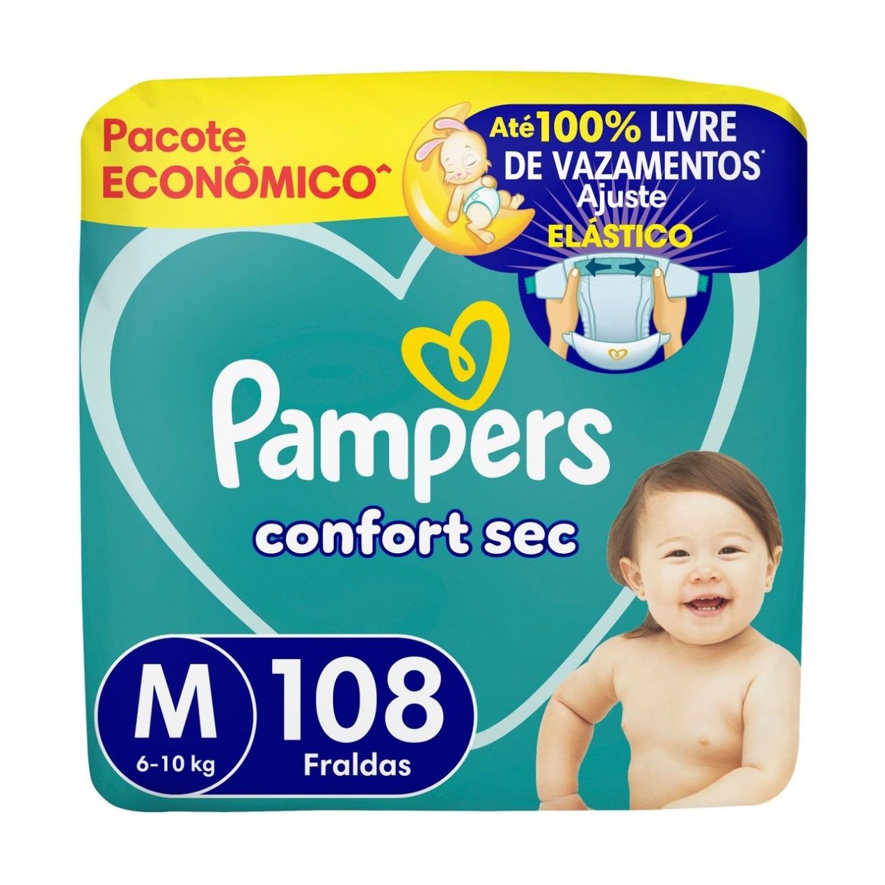 Fralda Pampers Confort Sec M 108 Unidades
