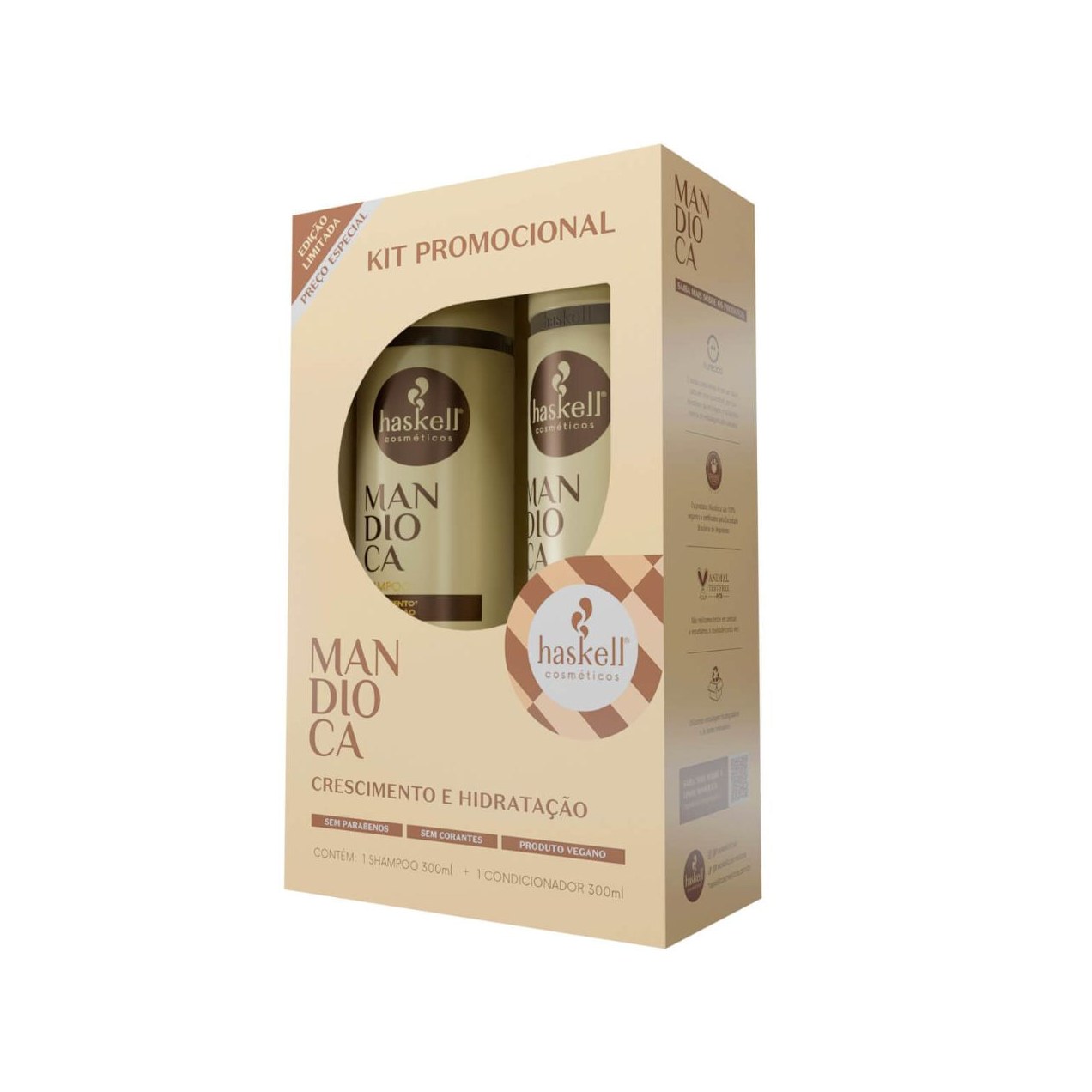 Kit Haskell Mandioca Cabelos Fracos E Opacos Shampoo 300ml + Condicionador 300ml