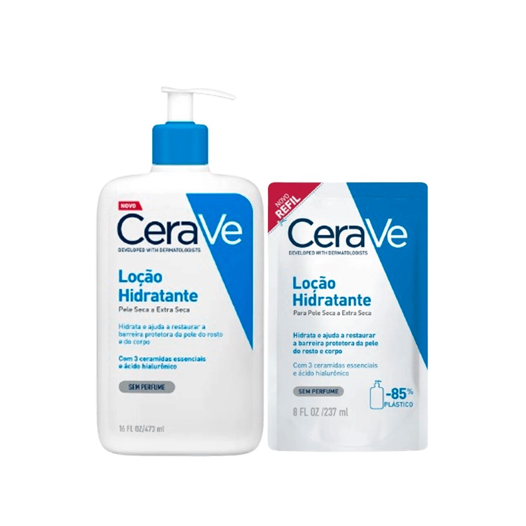 Kit CeraVe Loção Hidratante Corporal 473ml + Loção Hidratante Corporal Refil 237ml