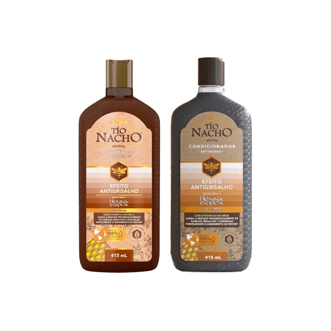 Kit Tío Nacho Shampoo Antigrisalho Antiqueda 415ml + Condicionador Antigrisalho Antiqueda 415ml